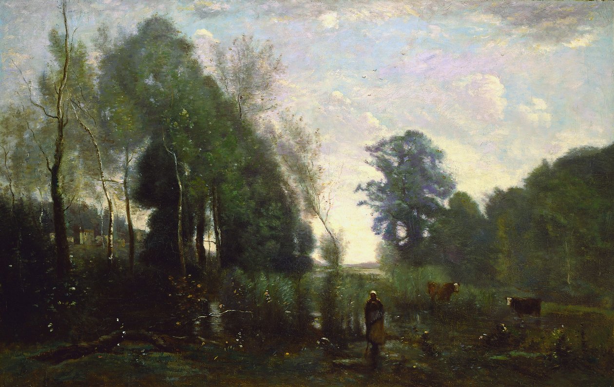 Manhã nublada, c.1865 de Jean Baptiste Camille Corot