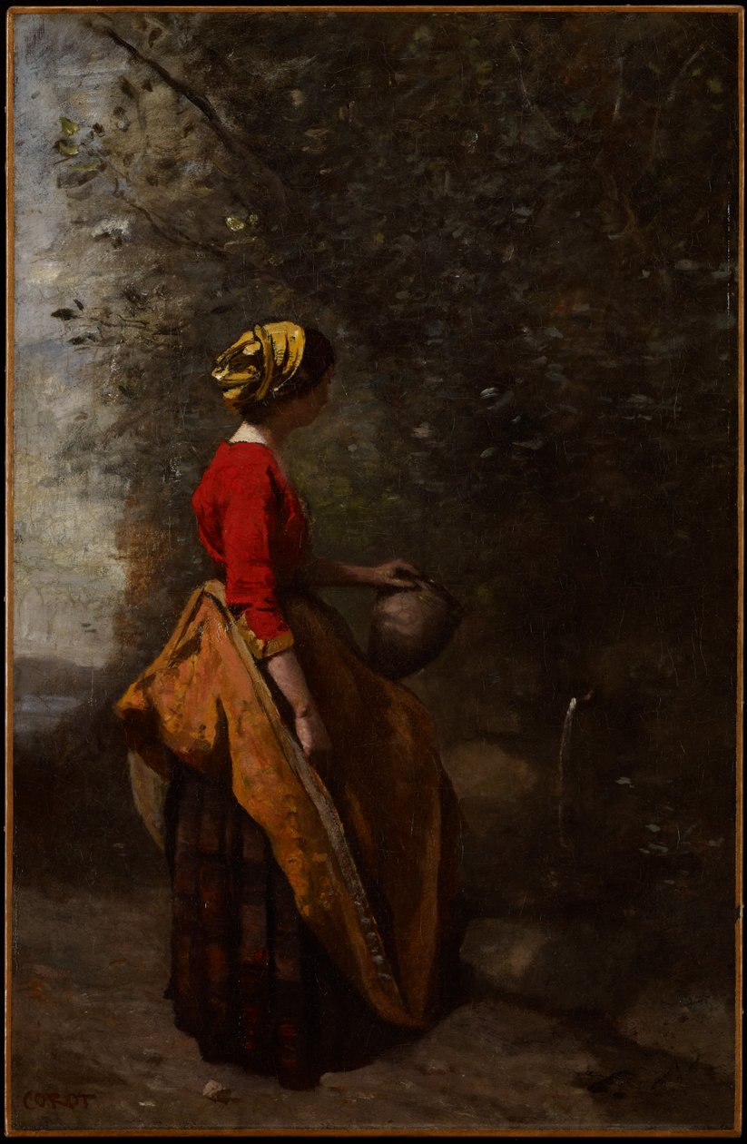 Camponesa na primavera, c.1860-65 de Jean Baptiste Camille Corot