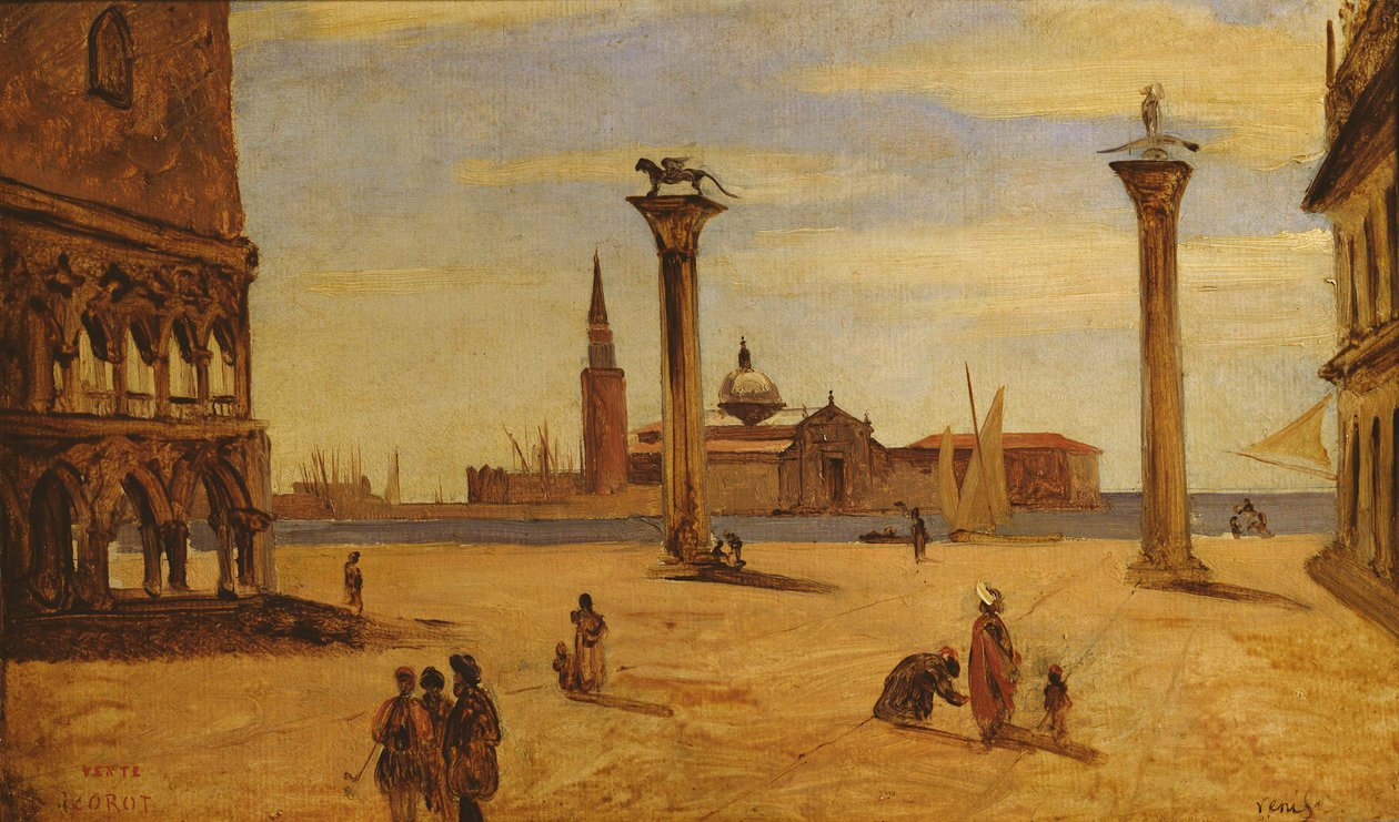 Piazzetta di San Marco, Veneza, 1828-34 de Jean Baptiste Camille Corot