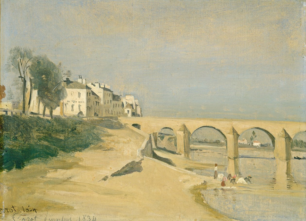 Ponte sobre o Saône para Macon de Jean Baptiste Camille Corot