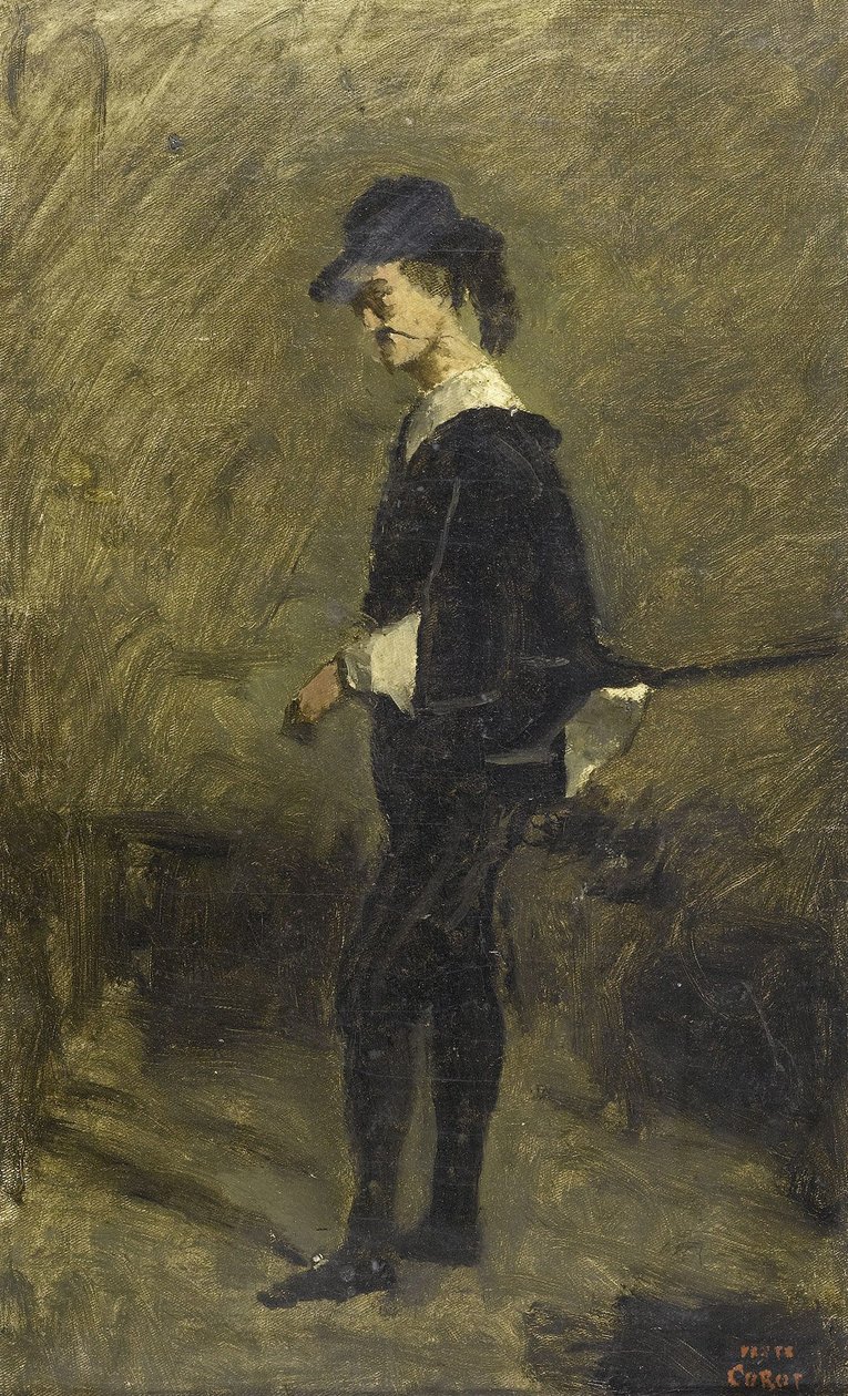 Retrato de Mr. Bigour dArras em traje de Hamlet de Jean Baptiste Camille Corot