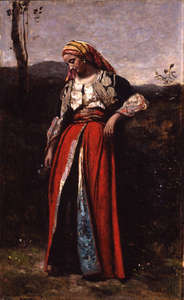 Retrato de Mlle Dobigny, 1865-70 (óleo sobre madeira) de Jean Baptiste Camille Corot