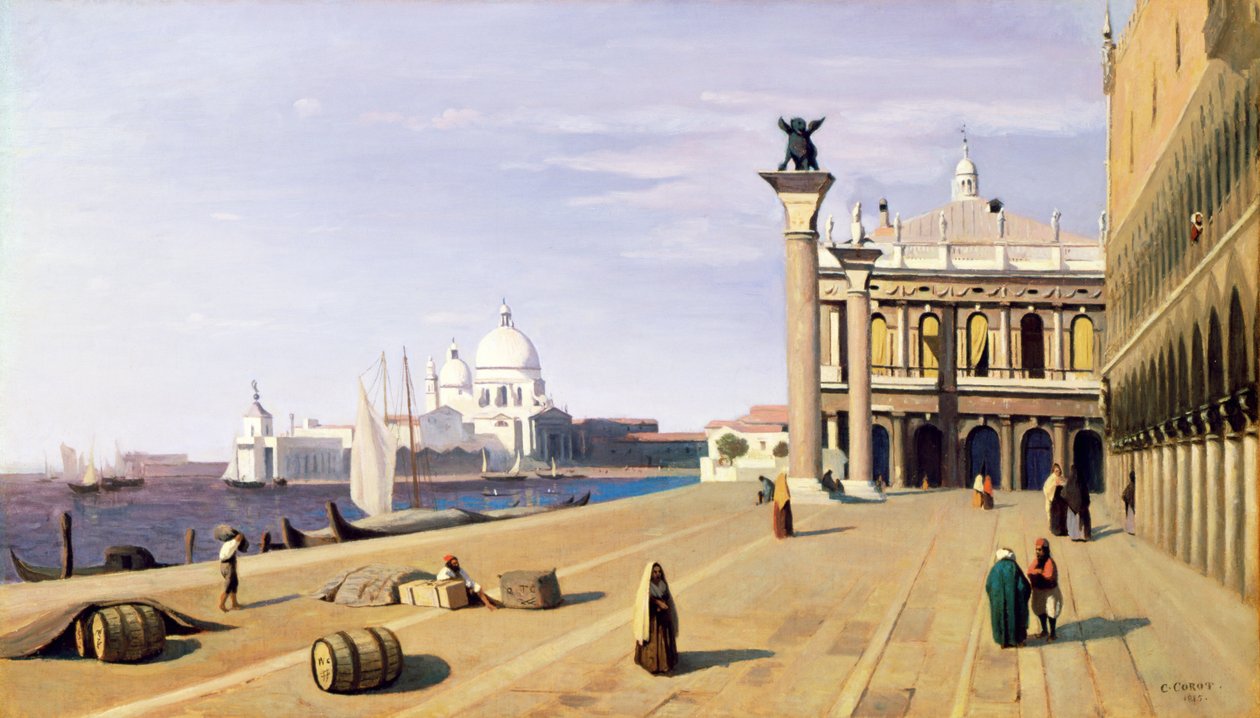 Riva degli Schiavone, Veneza, 1845 de Jean Baptiste Camille Corot