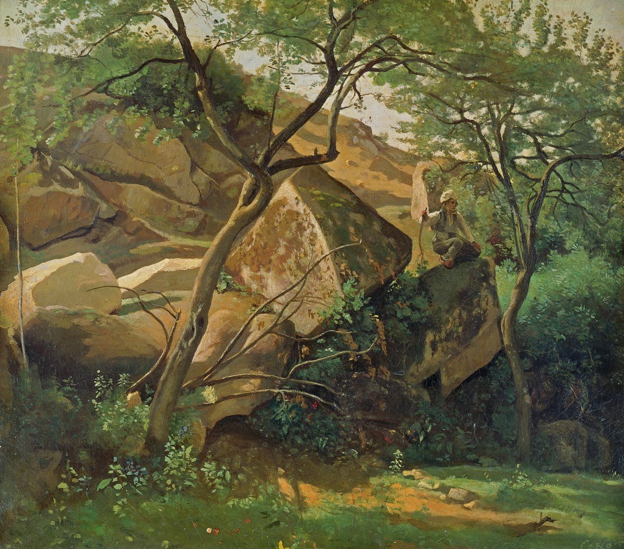 Rochas em Fontainebleau, 1842 de Jean Baptiste Camille Corot