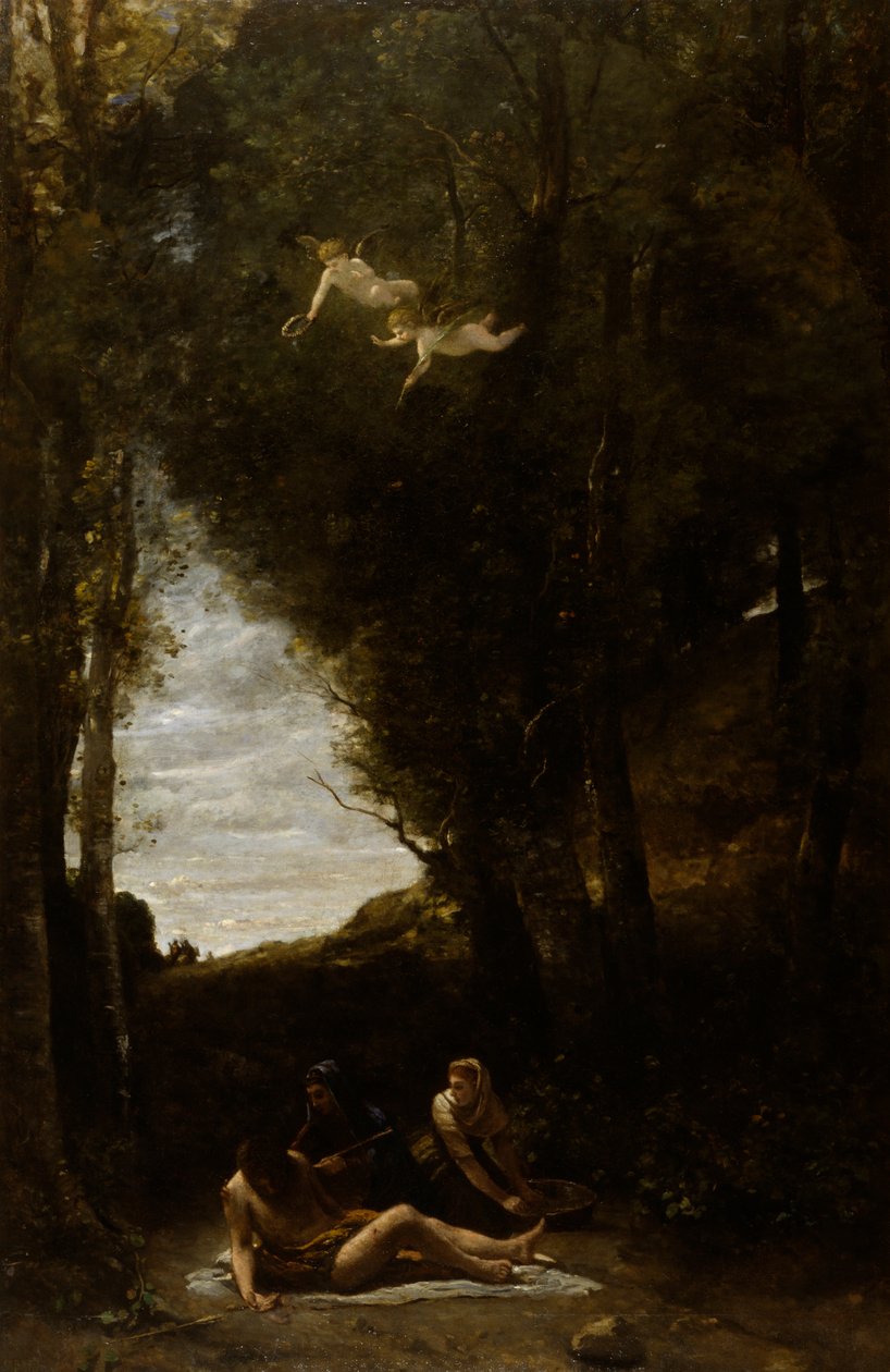 São Sebastião, socorrido por mulheres sagradas de Jean Baptiste Camille Corot