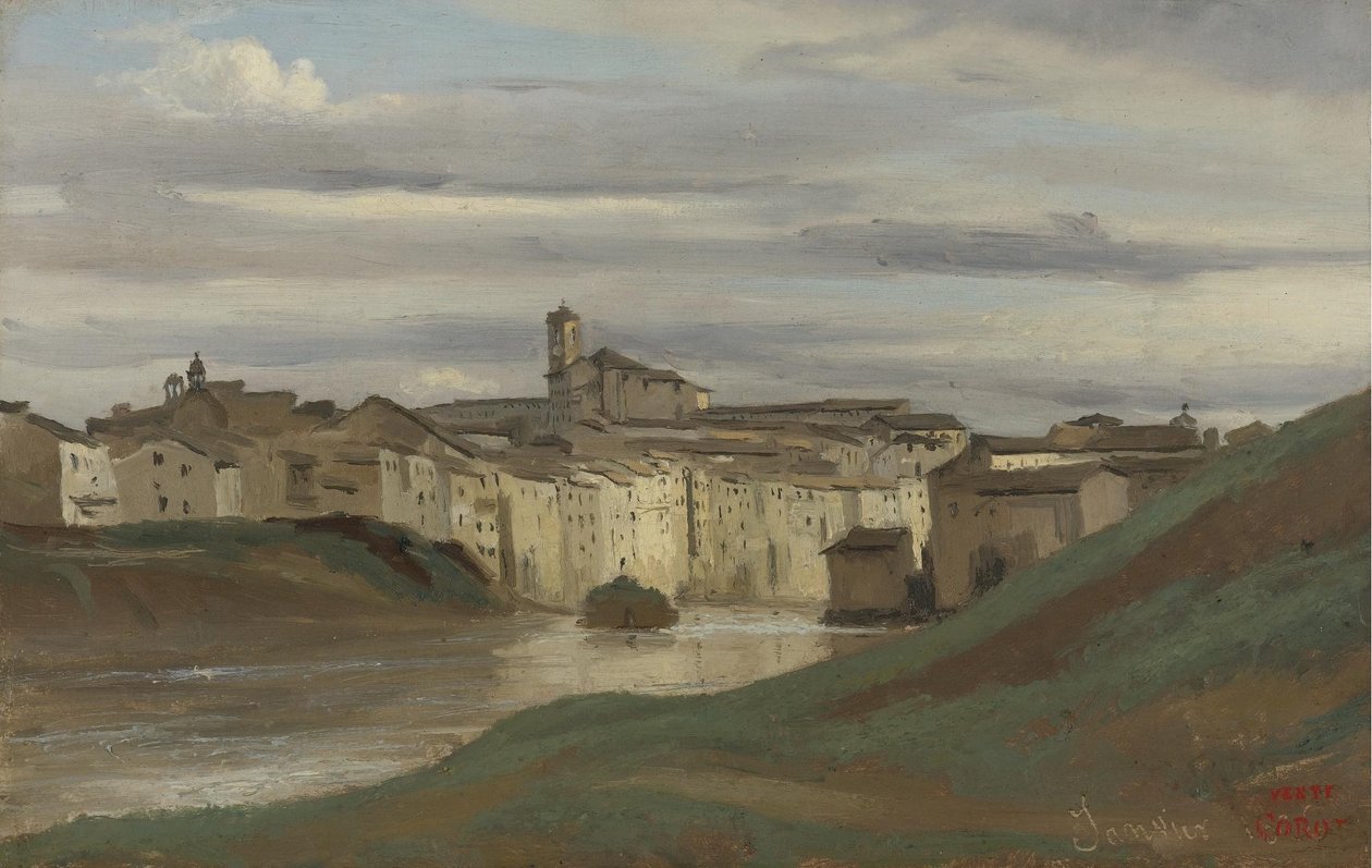 Nas margens do Tibre, Roma de Jean Baptiste Camille Corot