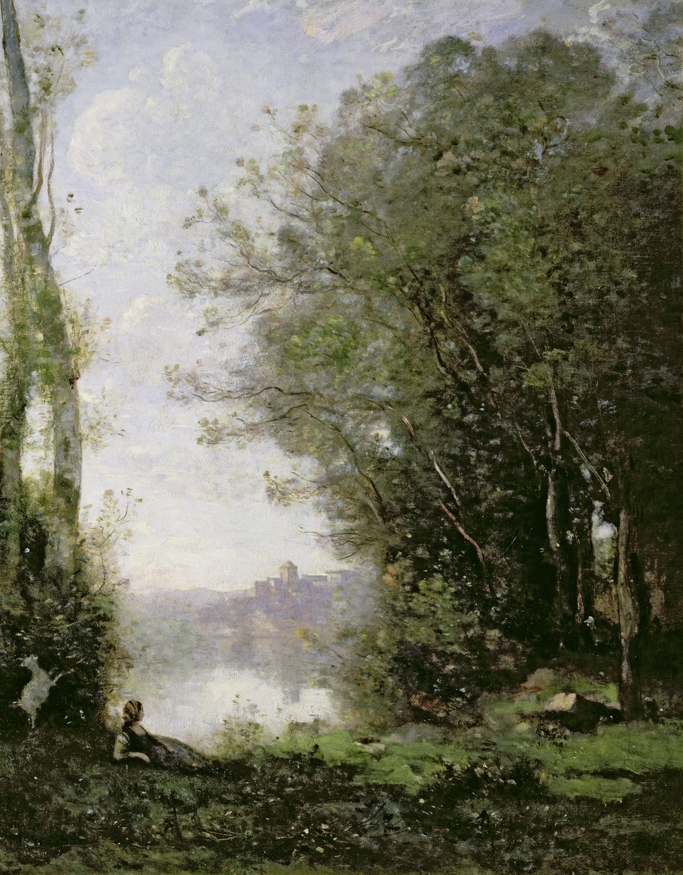 O pastor de cabras ao lado da água de Jean Baptiste Camille Corot