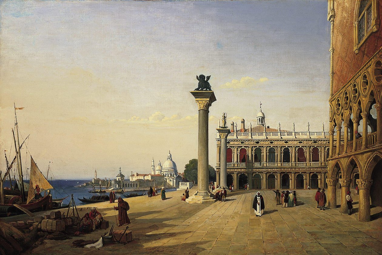A Piazzetta vista da Riva degli Schiavoni de Jean Baptiste Camille Corot