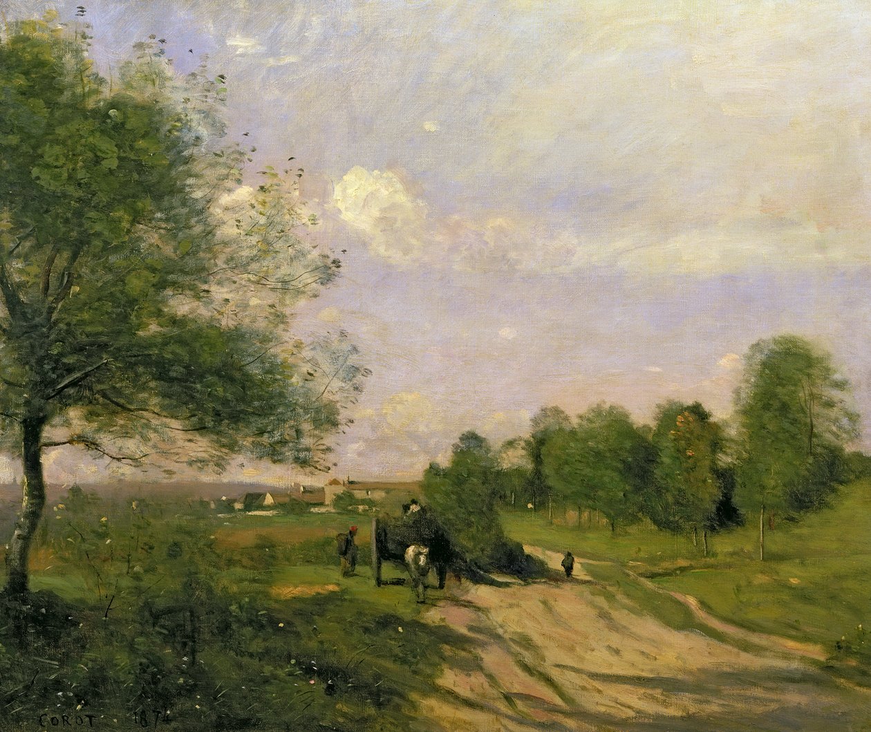 O vagão, lembrança de Saintry, 1874 de Jean Baptiste Camille Corot