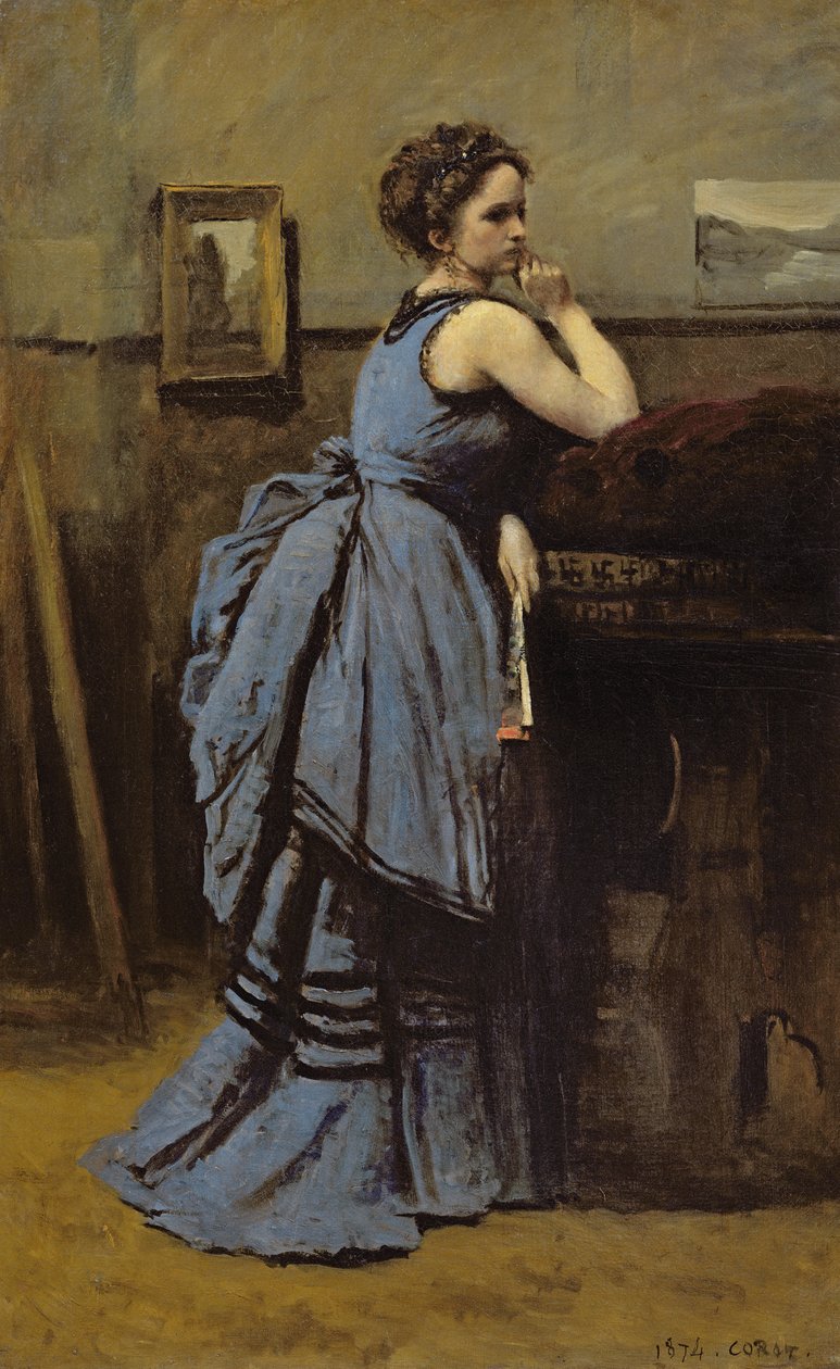 A mulher de azul, 1874 de Jean Baptiste Camille Corot