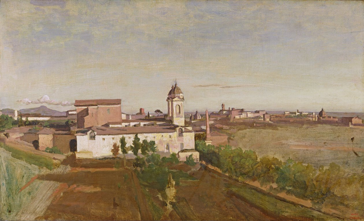 Trinita dei Monti da Villa Medici, c.1830-34 de Jean Baptiste Camille Corot