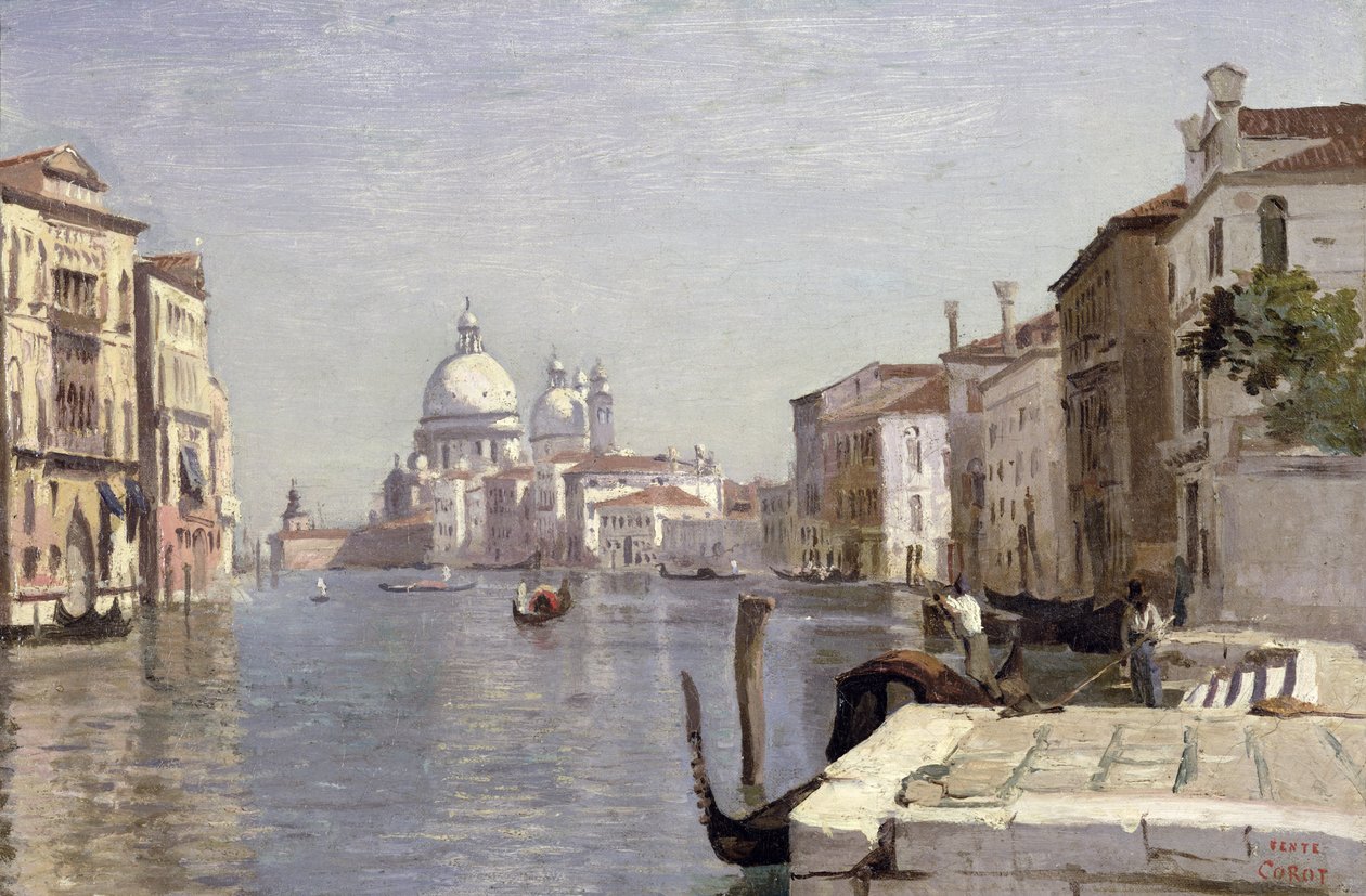 Veneza - vista de Campo della Carita olhando para a cúpula da saudação, 1834 de Jean Baptiste Camille Corot