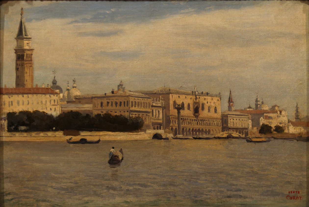 Veneza do Dogana de Jean Baptiste Camille Corot
