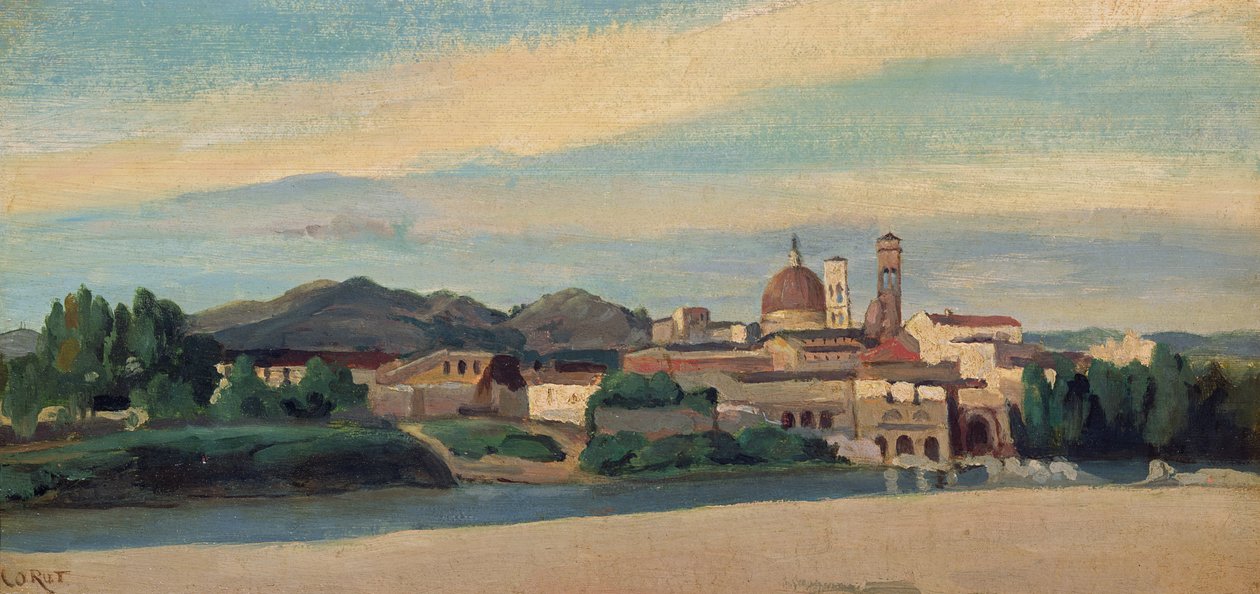 Vista de uma vila italiana (óleo) de Jean Baptiste Camille Corot