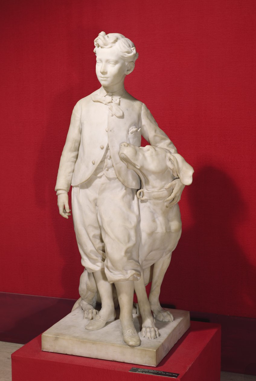 Louis-Eugene-Napoleon Bonaparte (1856-79) com seu cachorro, Nero, 1865 (mármore) de Jean Baptiste Carpeaux