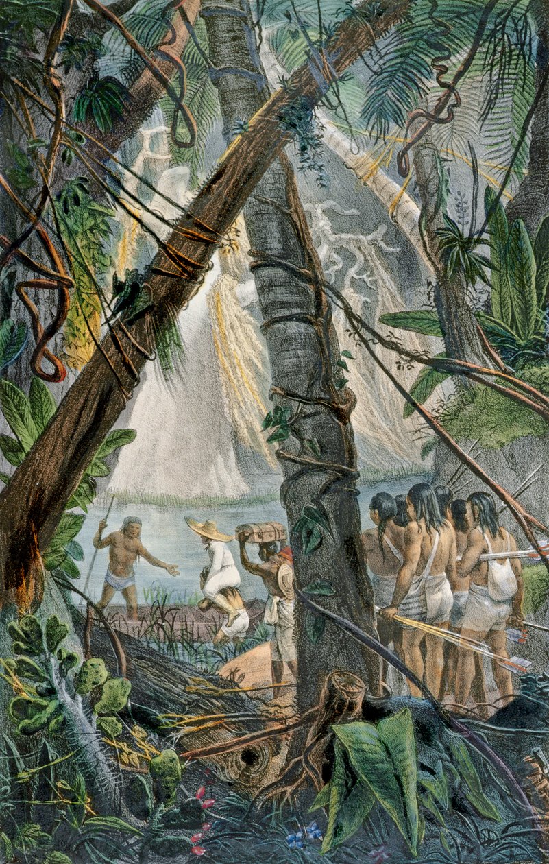 Índios Goyanas, Pernam-Bouc, Nordeste do Brasil, de &39;Viagens Antigas e Históricas no Brasil&39;, gravada por Charles Etienne Pierre Motte (1785-1836), publicada em 1839 de Jean Baptiste Debret