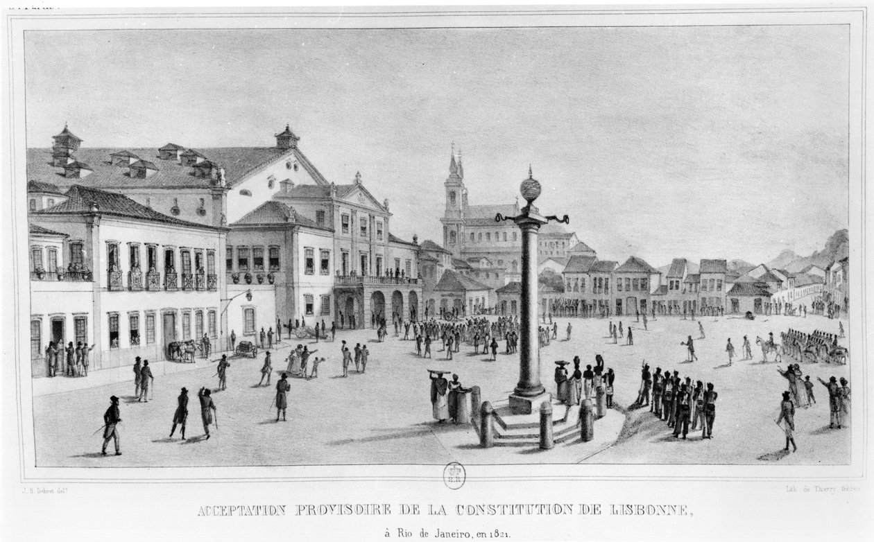 Aceitação Temporária da Constituição de Lisboa, Rio de Janeiro, 1821, ilustração da &39;Viagem Pitoresca e Histórica no Brasil&39;, Paris, 1835 de Jean Baptiste Debret