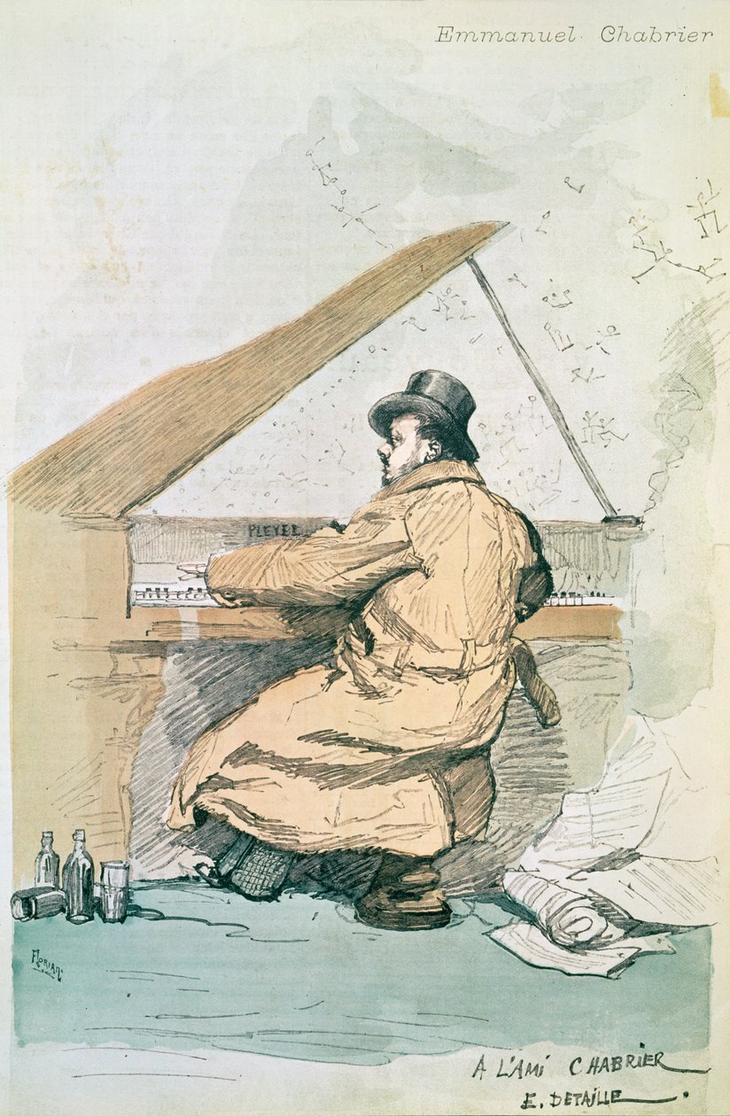 Emmanuel Chabrier, ilustração de capa de &39;La Revue Illustree&39;, gravada por Florian, 1887 de Jean Baptiste Edouard Detaille