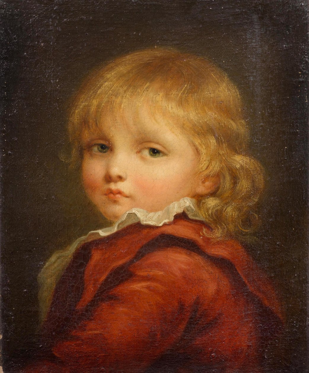 Retrato de um menino com um casaco vermelho de Jean Baptiste Greuze
