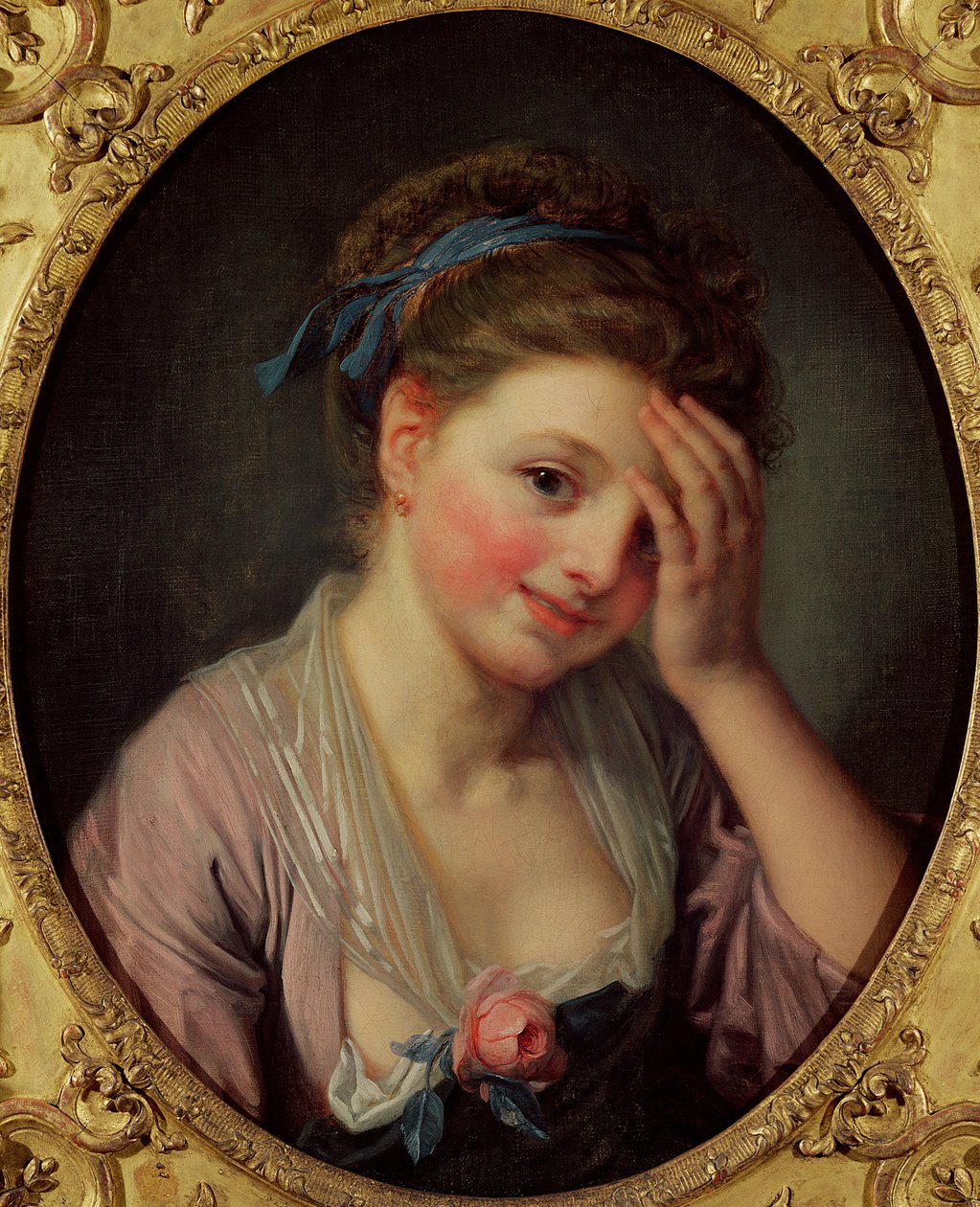 Menina jovem, com, um, rosa de Jean Baptiste Greuze