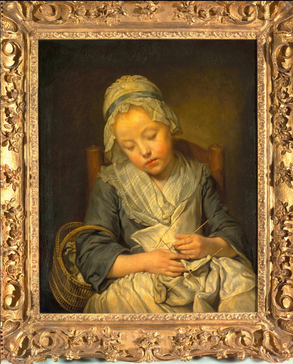 Jovem Knitter dormindo, c.1759 de Jean Baptiste Greuze