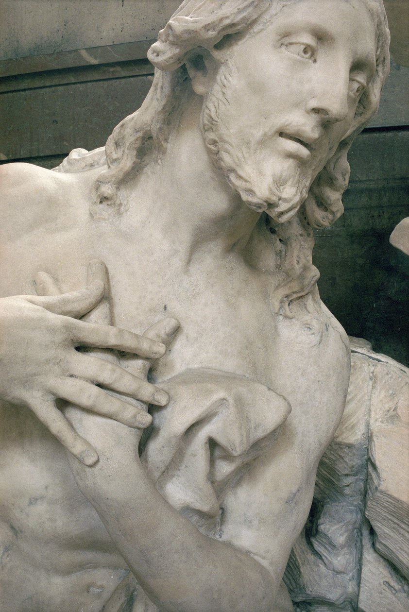 O Batismo de Cristo, detalhe alcançado por seu sobrinho Jean-Baptiste Lemoyne II (1704-78) (mármore) (ver também 245286) de Jean Baptiste I Lemoyne