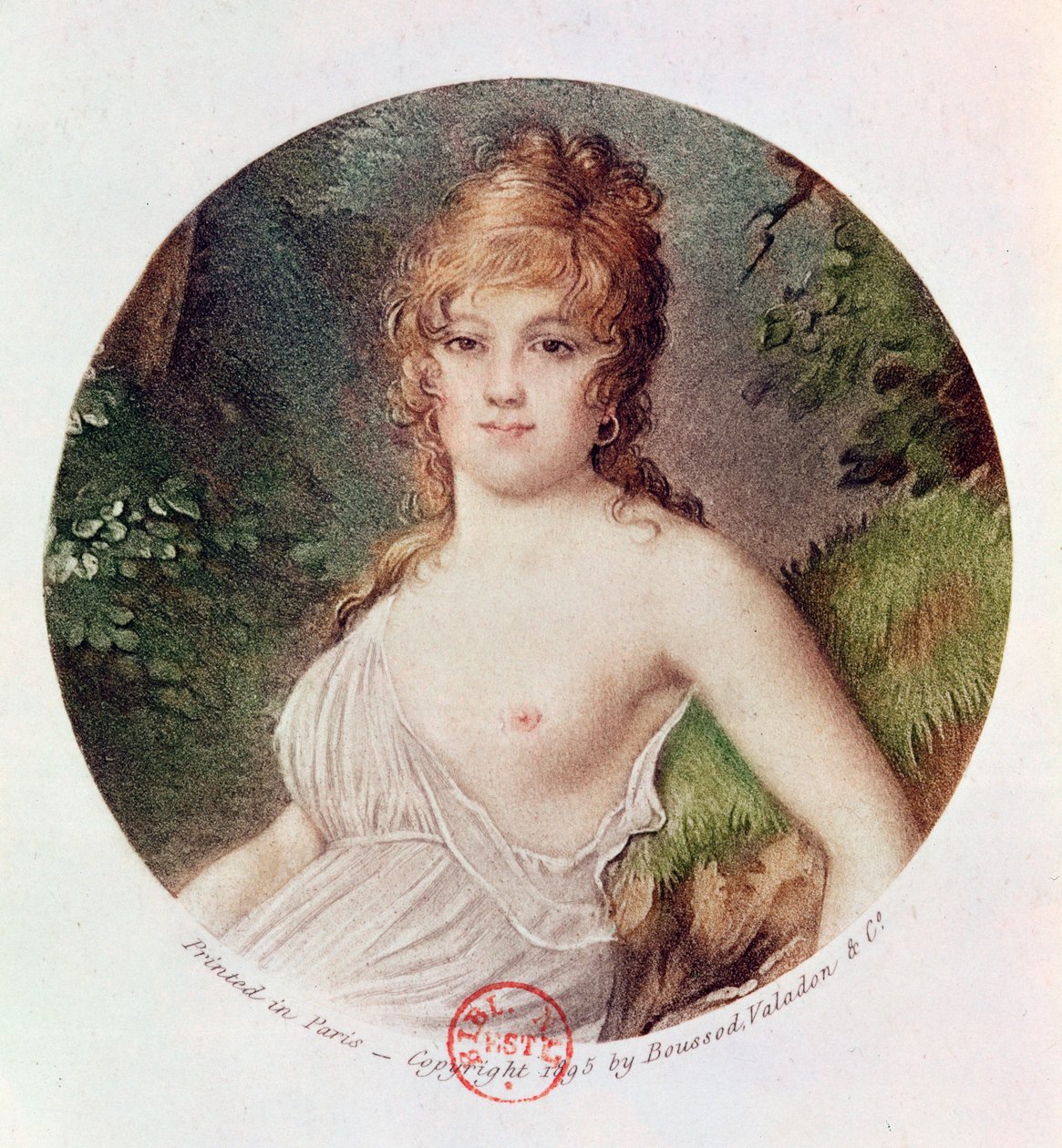 Retrato de Theresa de Cabarrus (1773-1835) também conhecida como Madame Tallien, impressa por Boussod, Valadon and Company, 1895 (litografia colorida) de Jean Baptiste Isabey