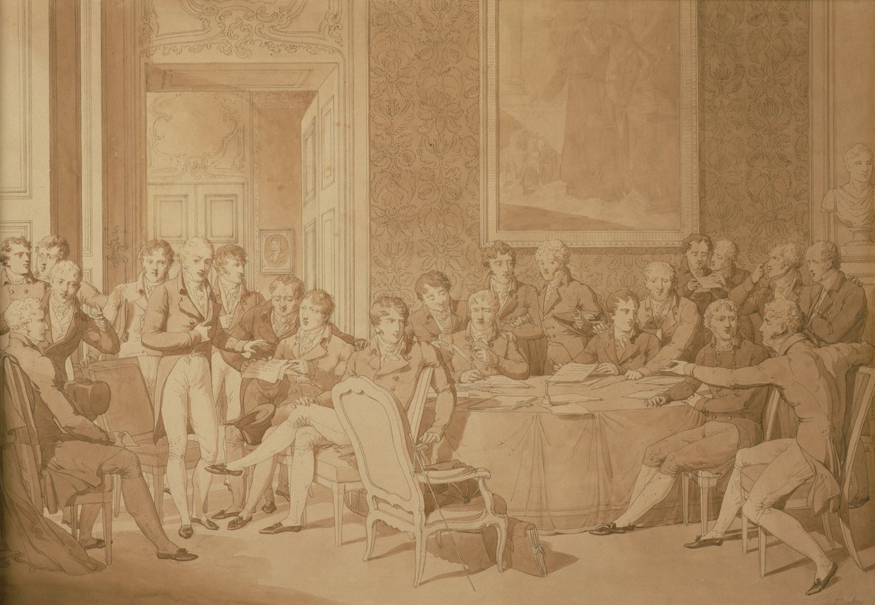 O Congresso de Viena, 1815 (lápis e wc) (VER TAMBÉM 217258) de Jean Baptiste Isabey