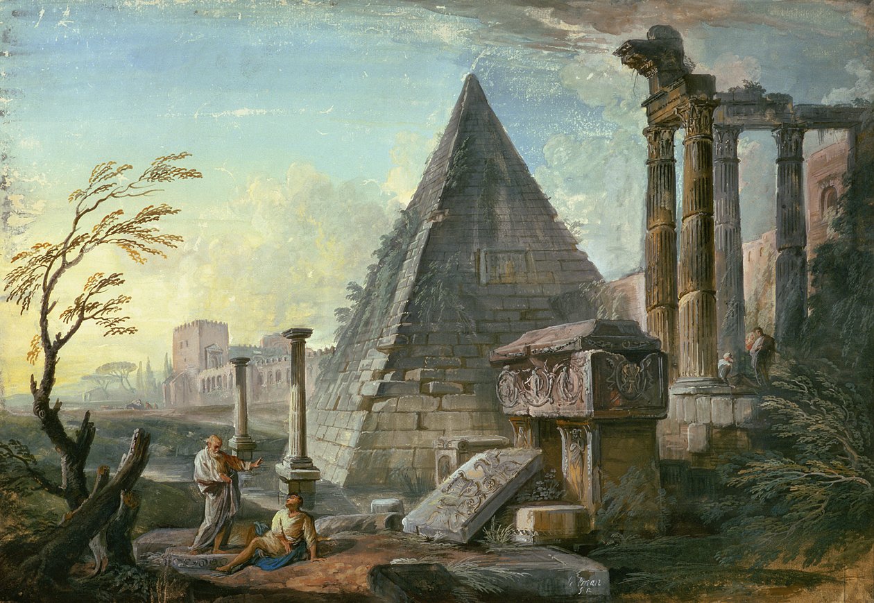 Pirâmide de Caio Cestio em Roma de Jean Baptiste Lallemand