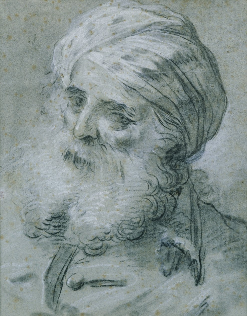 Retrato de um homem velho (giz no papel) de Jean Baptiste Le Prince
