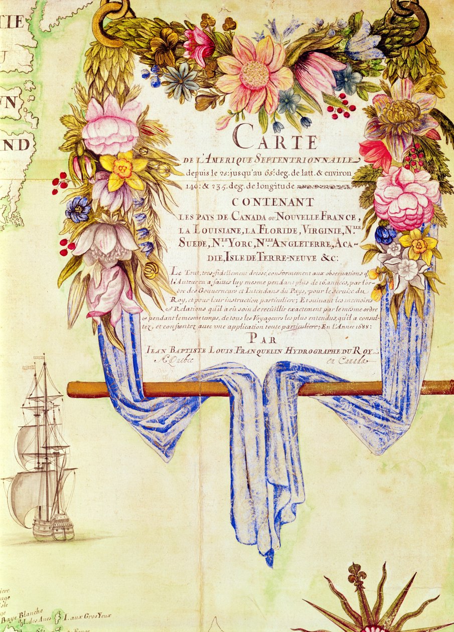 Cartela de &39;Mapa da América do Norte&39; de Jean Baptiste Louis Franquelin