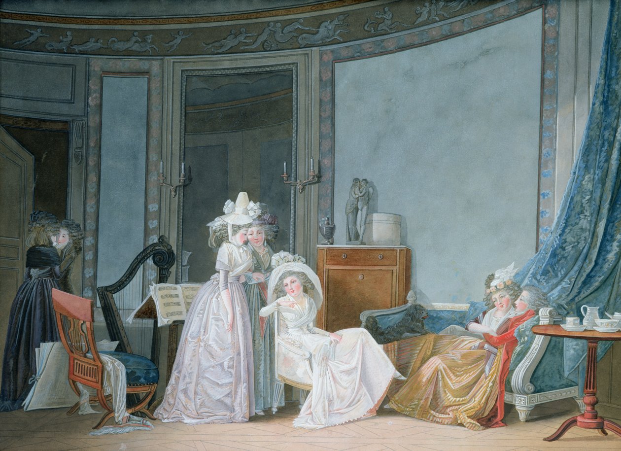 Encontro em um salão de beleza, 1790 de Jean Baptiste Mallet
