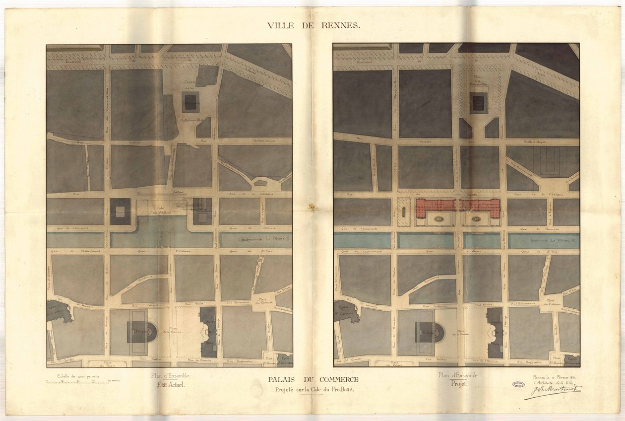 Palácio do Comércio projetou Pre-Botte, Rennes de Jean Baptiste Martenot