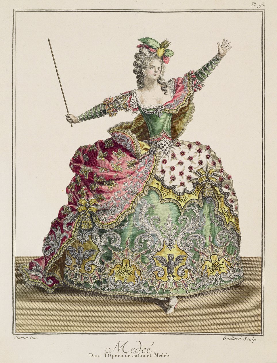 Traje para Medéia na ópera &39;Jason e Medea&39;, gravado por Rene Gaillard (c.17190-90) c.1780 de Jean Baptiste Martin