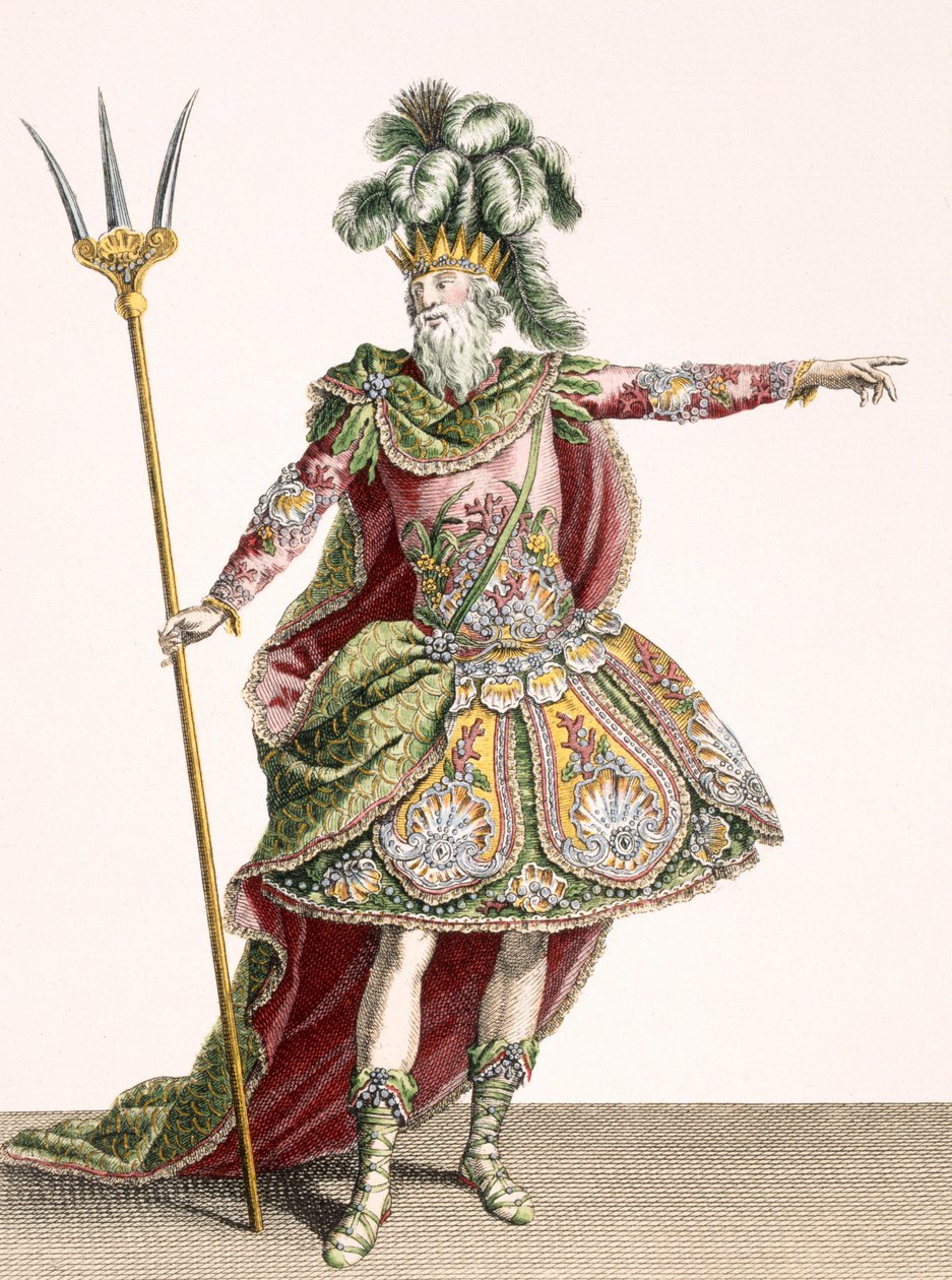Traje para Netuno em várias óperas, gravado por Rene Gaillard (c.1719-90) c.1780 de Jean Baptiste Martin