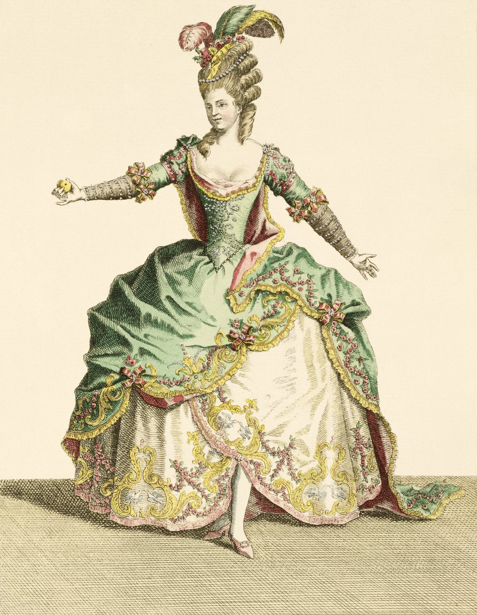 Traje para Vênus em várias óperas, gravado pelo artista, c.1780 de Jean Baptiste Martin