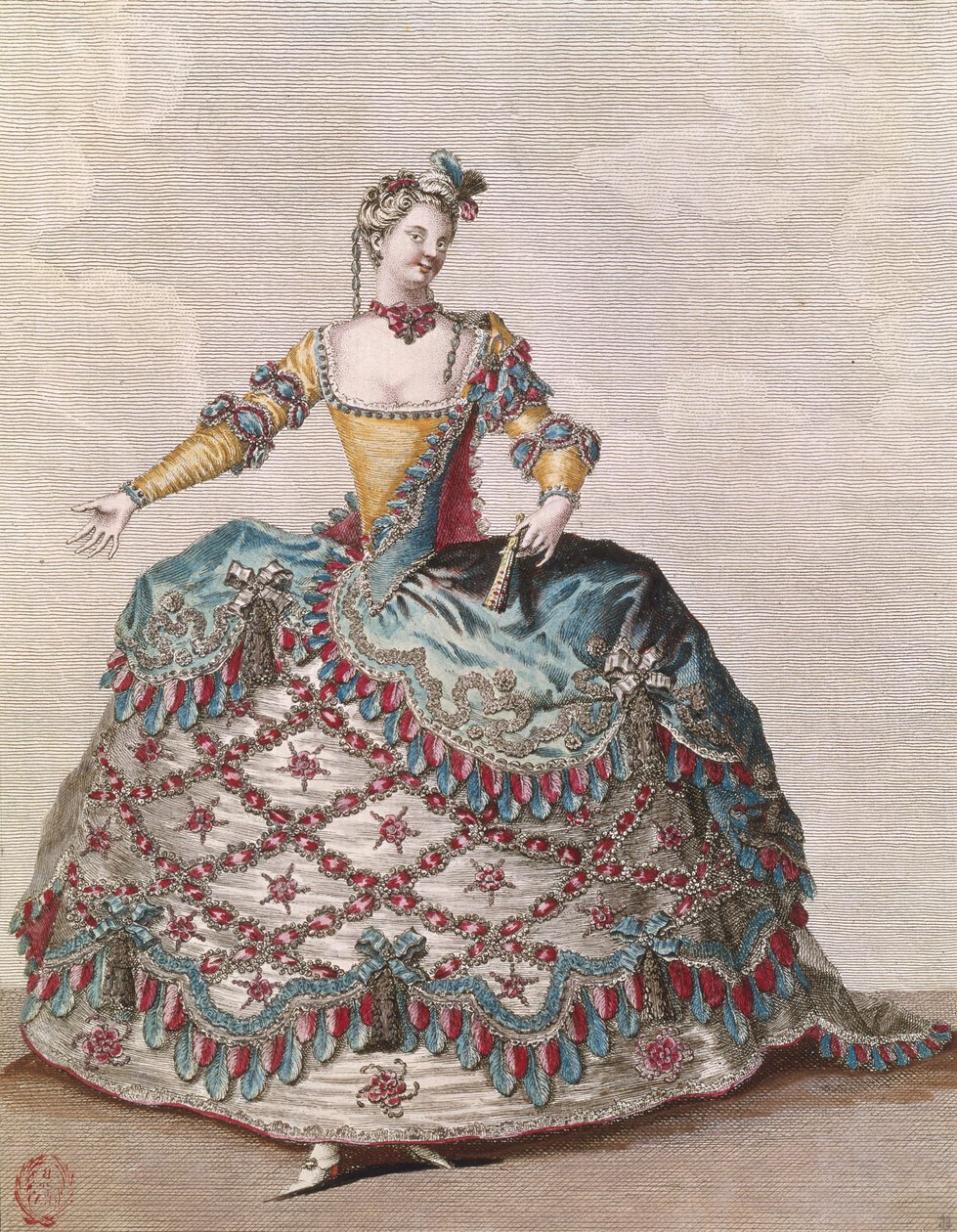 Traje para uma mulher indiana para o balé de ópera &39;Les Indes Galantes&39; de Jean-Philippe Rameau (1683-1764) c.1735 de Jean-Baptiste Martin