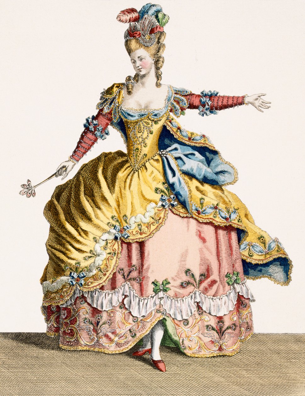 Traje para a Rainha dos Silfos no Balé dos Elementos, gravado pelo René Gaillard (c.1719-90) c.1780 de Jean Baptiste Martin