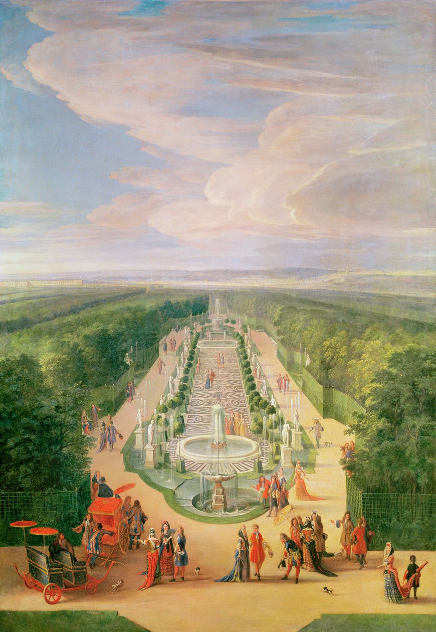 Vista em perspectiva do bosque da Galerie des Antiques em Versalhes, 1688 de Jean Baptiste Martin