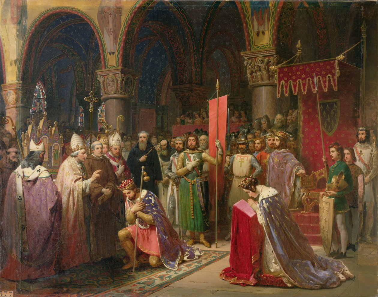 Luís VII (c.1120-1180) o Jovem, rei da França, tomando o estandarte em St. Denis em 1147, 1840 de Jean Baptiste Mauzaisse