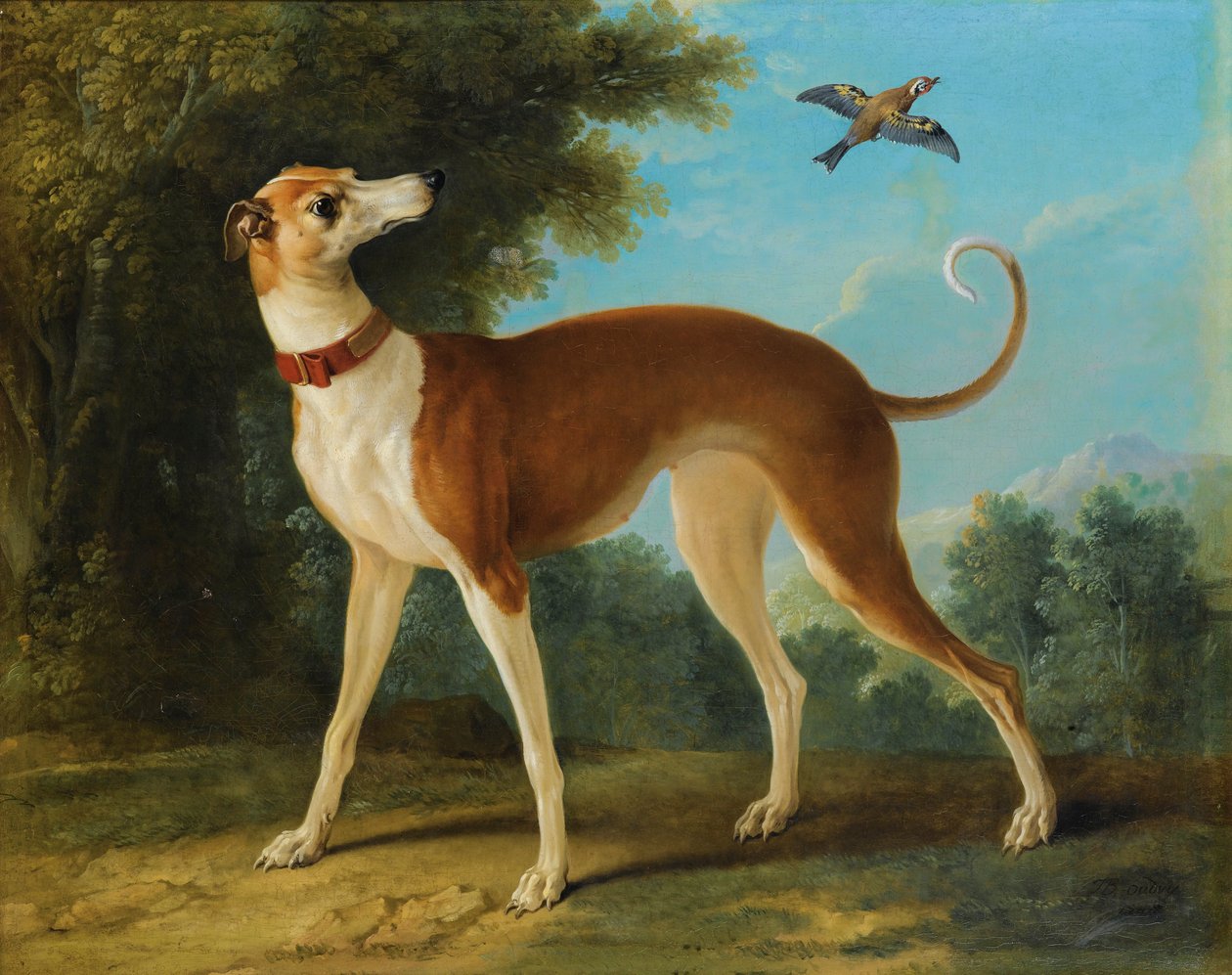 Galgo em uma paisagem de Jean Baptiste Oudry