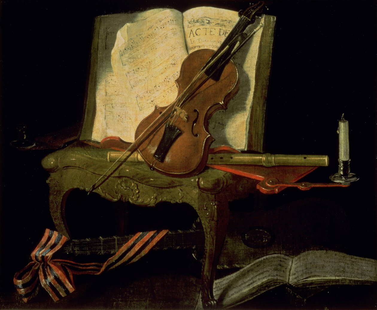 Ainda vida com um violino de Jean Baptiste Oudry
