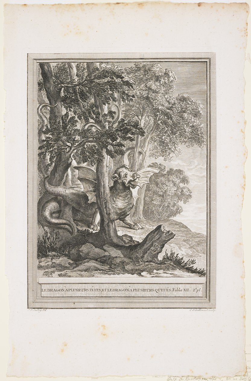 O Dragão de Muitas Caudas, Fable XII, c. 1753-1755 de Jean Baptiste Oudry