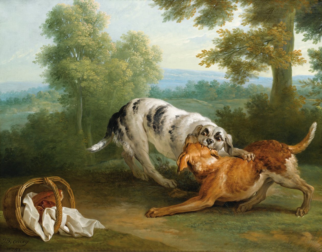 O cão transportando seu jantar para seu mestre de Jean Baptiste Oudry
