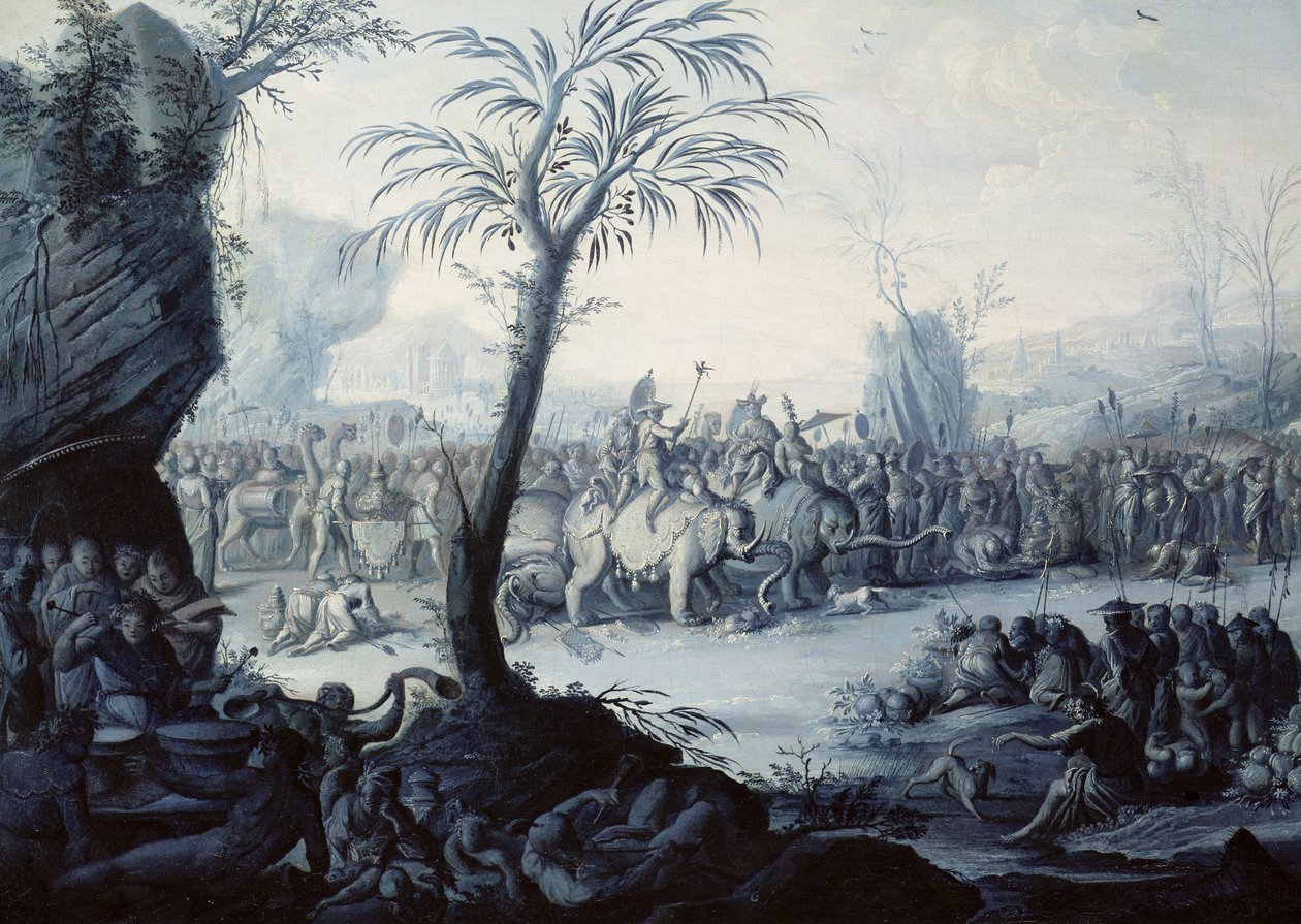 Paisagem Chinoiserie com figuras e animais de Jean Baptiste Pillement