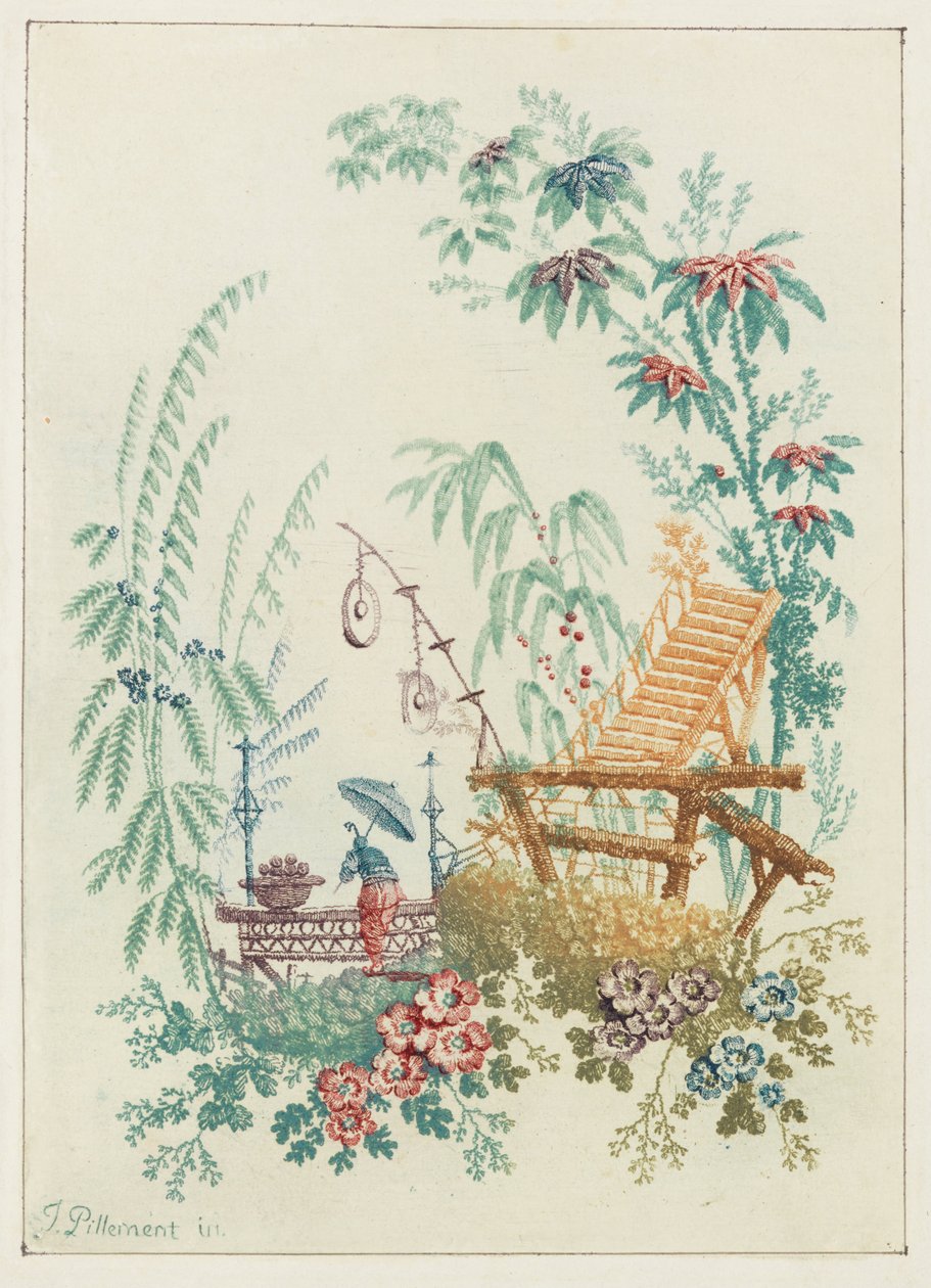 Projeto ornamental do novo conjunto de cadernos de arabescos chineses para o uso de desenhistas e ... de Jean Baptiste Pillement