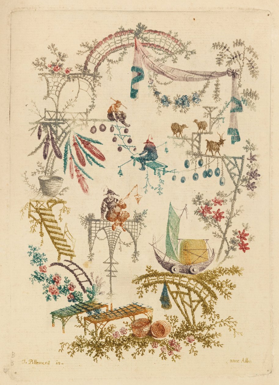 Ornamental Design do novo conjunto de cadernos chineses para uso de cartunistas e pintores ... de Jean Baptiste Pillement
