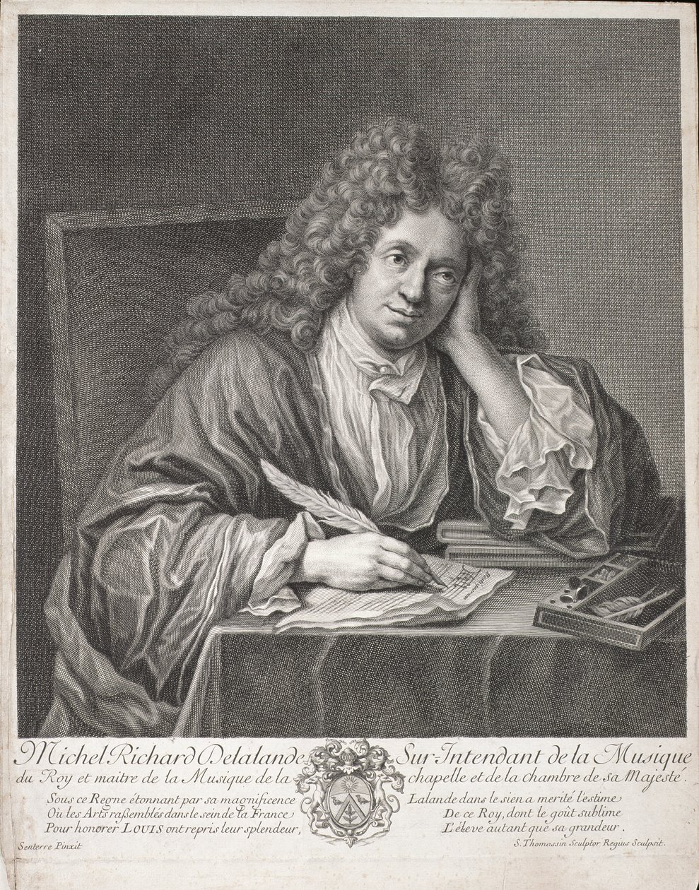Michel Richard Delalande (1657-1726) gravado por Simon Thomassin (1655-1733) de Jean Baptiste Santerre
