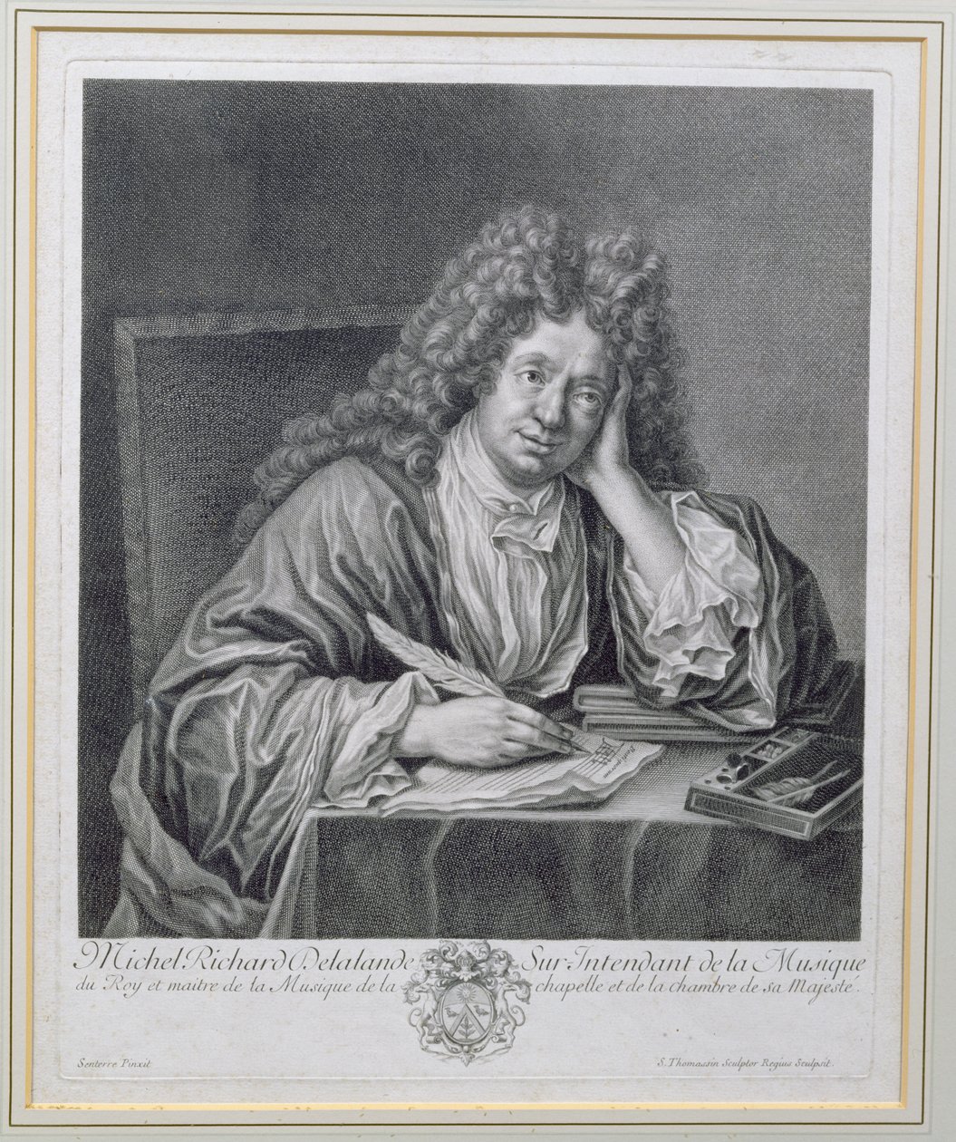 Retrato de Michel Richard Delalande (1657-1726), superintendente de música, gravado por Simon Thomassin (1655-1733) de Jean Baptiste Santerre