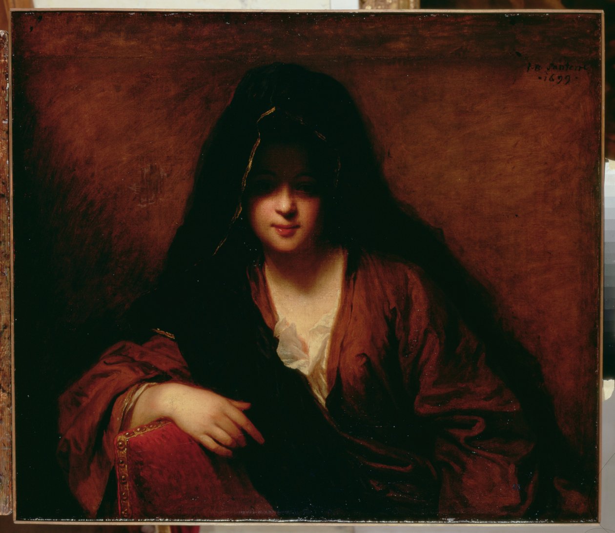 Mulher jovem, desgastar, um, xaile, 1699 de Jean Baptiste Santerre
